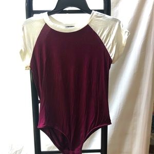 Ambiance bodysuit burgundy and white ladies med